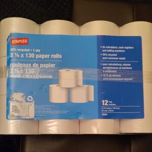 Staple White Paper Rolls for Calculators and Adding Machines